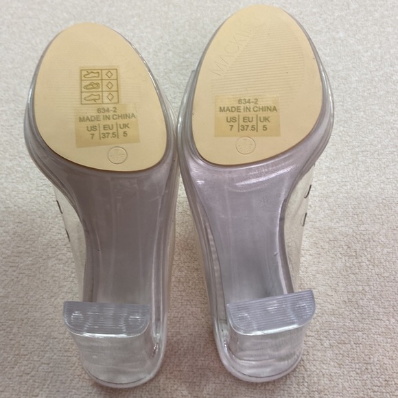 Mackinj Transparent Open Toe 4.5” Block Heel Size 7 - Picture 10 of 12
